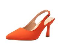 Slingpumps Sandales à talons pour femme - Petit talon - Élégantes - Chaussures de loisirs avec pointe - Talons aiguilles légers - Sandales de loisirs tendance - Sangle réglable, Orange, 41 EU