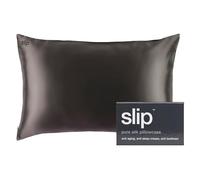 SLIP 22 Momme Taie d’Oreiller en Soie en 51 x 76 cm - en 100% Soie de mûrier, avec Fermeture éclair, Respirante, idéale pour Les allergiques, Noir
