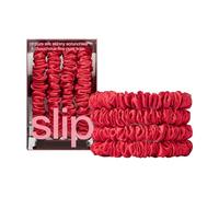 slip Chouchous skinny : anti-plis, anti-casse Slipsilk™ qui protège les cheveux délicats | Comprend 4 chouchous en soie pure : rouge