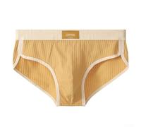 Slip confortable en coton pour homme - Doux à rayures - Respirant - Pour un usage quotidien - Taille 3XL - Jaune