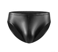Slip contemporain taille basse en similicuir pour homme, sous-vêtement effet mouillé pour la vie nocturne (taille M, noir)