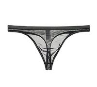 Slip de bain amusant string transparent pour homme en maille fine sous-vêtements sexy string ouvert, Noir , L