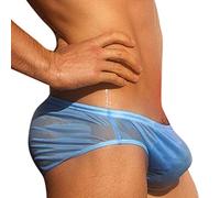slip de bain homme sexy transparent, Maillot De Bain Homme Piscine Respirant À Séchage Rapide Poids Léger Short De Bain taile basse Eté string de plage Swimming Trunk Swim Briefs Slips (Light Blue, S)