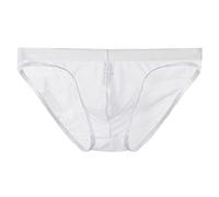 Slip de bain string transparent pour homme - Maille fine - Sous-vêtements sexy - Sous-vêtements de Noël pour homme, Blanc., 3XL