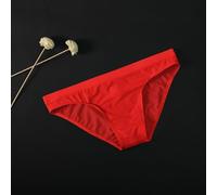 Slip de bikini taille basse pour homme en soie glacée translucide pour un look moderne (2XL rouge)