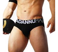 Slip de sport en coton pour homme - Taille basse - Sous-vêtements imprimés avec poche en U - Culotte de sport ultra légère - Sexy - Slip triangulaire classique, Noir , L