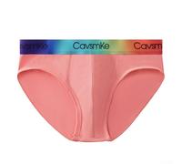 Slip décontracté respirant pour homme taille moyenne taille élastique sous-vêtements en tissu doux avec poche convexe en U de soutien (L rose)