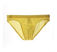 Slip élégant en soie glacée taille basse pour homme avec design transparent unique (L jaune)