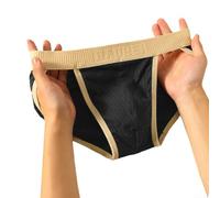 Slip en coton pour homme avec profil taille mi-haute, motif à rayures doux et tissu léger pour la circulation de l'air (taille L, noir)