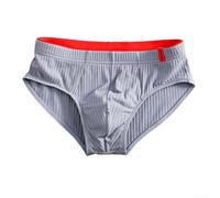 Slip en coton rayé taille mi-haute pour homme - Sous-vêtements respirants avec poche convexe en U pour un confort ultime - Bleu XXL