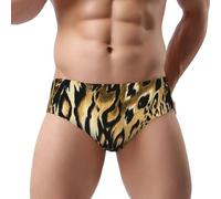Slip en fourrure de tigre léopard pour homme sans braguette avec pochette de soutien confortable et doux