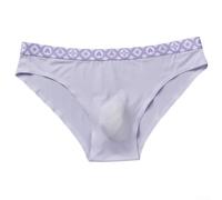 Slip en maille de soie glacée sans couture pour homme - Taille mi-haute - Respirant - Élastique - Couleur unie - Pour un usage quotidien - Confortable - Doux et extensible - 3XL - Violet
