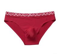 Slip en maille de soie glacée sans couture pour homme - Taille mi-haute - Respirant - Élastique - Couleur unie - Pour un usage quotidien - Confortable - Doux et extensible - Taille XXL - Rouge