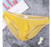 Slip en maille transparente pour homme - Sous-vêtements ultra fins - Taille basse - Séchage rapide - Taille XXL - Jaune