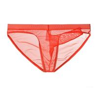 Slip en maille ultra fine pour homme avec nez d'éléphant transparent, séchage rapide, taille basse, convient pour toutes les saisons (2XL, rouge)