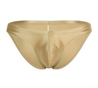 Slip en soie pour homme avec pochette bombée, brillant et respirant, convient pour un usage quotidien (XL abricot)