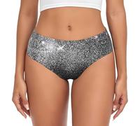 Slip Femme - Sans Coutures Invisible Invisible Brillant Paillettes Complètes Imprimé Doux Stretch Sous-vêtements Taille Élastique, Noir , XL