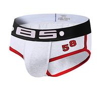 Slip hipster pour homme en coton élastique respirant et confortable pour étudiant - Tendance - Hippie - Doux pour la peau - Antibactérien - Sangle jock, blanc, XL