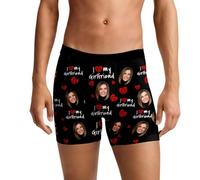 Slip Homme Coton sous-vêtements personnalisés pour la Saint-Valentin pour Lui - Un Ensemble Unique et Personnalisable Couple,idéal Votre Petit ami ou Mari.(Black,M)