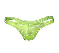 Slip Homme Dim Pantalon en Forme d'étoile pour Hommes Butt-up Pantalon de Faible Hauteur Sexy Thong Doux sous-vêtements Confortables Underpant(Green,L)