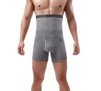 Slip Homme Effet Gros Paquet, sous-vêtements épais et Chauds en Peluche Taille Haute pour Hommes, Couleur Unie, Short Plat Grande Taille (Grey, XL)