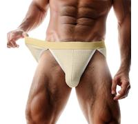 Slip Homme en Coton Respirant Confortable Taille Basse avec Design Échancré pour Quotidien(Beige, XXL)