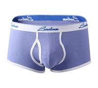 Slip Homme-Grand sous-vêtement A en Coton fileté pour Hommes, Couleur Unie, Confortable, Absorbant, séchage Rapide, Respirant, Pantalon à Quatre Coins, été (Light Purple, L)