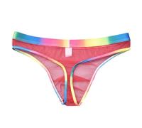 Slip Homme LGBT Maille Transparent String Homme Sexy Érotique Gay Pride Month Arc-en-Ciel Mini Slips Couleur Néon Sous Vetement Taille Basse Strings Ficelle LGBTQ Slip de Bain Tanga Short Culotte