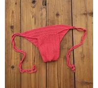 Slip homme taille basse crocheté à la main en acrylique avec lacets pour la natation, les bains de soleil et le confort par temps chaud (rose vif)