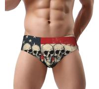 Slip imprimé feuille d'érable rose citrouille hommes slips triangle bikinis sous-vêtements imprimés slips respirants, Drapeau des États-Unis Tête de mort 20, L