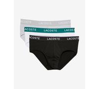Slip Lacoste en coton uni avec logo noir blanc gris (lot de 3) - XS