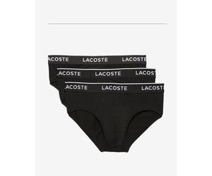 Slip Lacoste Logo en coton uni noir blanc (lot de 3) - M