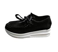 Slip Leather Chaussures pour Femmes Mocassins Souples Chaussures Mocassins Bottom Flat Chaussures décontractées pour Femmes Bottines pour Femmes Habillées Bout Ouvert Talon (Black, 37)