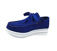 Slip Leather Chaussures pour Femmes Mocassins Souples Chaussures Mocassins Bottom Flat Chaussures décontractées pour Femmes Bottines pour Femmes Habillées Bout Ouvert Talon (Blue, 39)