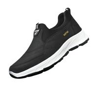 Slip On Baskets pour homme - Chaussures de course en salle pour homme - Chaussures de marche sans lacets - Chaussures de randonnée antidérapantes - En cuir - Couleur unie - Chaussures de loisirs