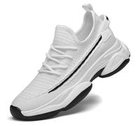Slip on Baskets pour Homme Chaussures de Cyclisme Maille Tissée Lacets Respirante et Antidérapante Tennis Course Chaussure VTT Respirantes Pas Cher Mode Sneakers