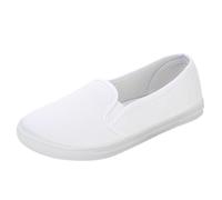 Slip On - Mocassins plats - Antidérapants - Pour femme - En toile - Confortables et légères - Pour l'extérieur, le trekking, la randonnée, les loisirs - Sans lacets, Blanc., 41 EU