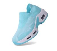 Slip On Sneakers Chaussures de marche pour femme avec coussin d'air Baskets souples et légères avec maille respirante Chaussures d'extérieur Chaussures de fitness Chaussures de course, bleu, 39 EU