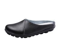 Slip On Sneakers pour femme - Chaussures d'intérieur ouvertes à l'arrière - Chaussures d'intérieur pour femme - 40 - Noir - Chaussures de loisirs - Avec semelle plate - Confortables - Antidérapantes