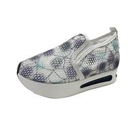 Slip On Sneakers pour femme - Maille - Talon compensé - Respirantes - En tissu découpé - Chaussures de loisirs - Chaussures de course - Chaussures d'été à paillettes - Chaussures de marche - Couleur