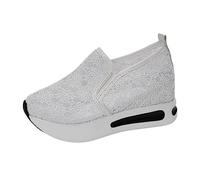 Slip On Sneakers pour femme - Maille - Talon compensé - Respirantes - En tissu découpé - Chaussures de loisirs - Chaussures de course - Chaussures d'été à paillettes - Chaussures de marche - Couleur