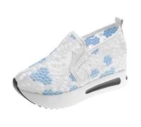 Slip On Sneakers pour femme - Maille - Talon compensé - Respirantes - En tissu découpé - Chaussures de loisirs - Chaussures de course - Chaussures d'été à paillettes - Chaussures de marche - Couleur