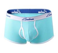 Slip Personnalisé Homme-Grand sous-vêtement A en Coton fileté pour Hommes, Couleur Unie, Confortable, Absorbant, séchage Rapide, Respirant, Pantalon à Quatre Coins, été (Light Blue, M)
