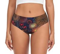 Slip pour femme imprimé feux d'artifice - Sans couture invisible - Tissu extensible doux avec contrôle du ventre, respirant et confortable, noir, Medium