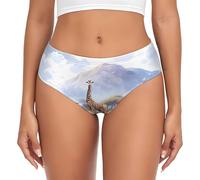 Slip pour femme imprimé girafe africaine Savane, culotte bikini douce et invisible, sous-vêtements respirants et confortables, pour un usage quotidien, Noir/blanc, XS
