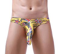 Slip pour homme avec pochette éléphant tendance Jockstrap Bulge Enhancement String Léger Exotique Sexy Male Lingerie Bikini Jock Strap Bulge Enhancer Workout Sissy Classic Soft, jaune, M