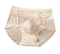Slip pour homme en soie glacée avec dentelle fine respirante (Nude L)
