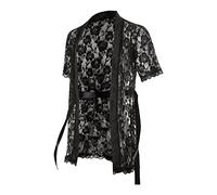 Slip pour homme L Style sexy Sexe masculin Sexy Long Cardigan en maille filet Street Respirant Manches courtes Hommes Sous-vêtements drôles, Noir , M