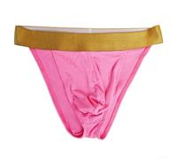 Slip pour homme, taille basse, design fourche latérale, tissu fin respirant, grande poche confortable, sous-vêtement de couleur unie pour un usage quotidien (M, rose)