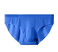 Slip pour homme taille basse en tissu lisse respirant qui ne remonte pas - Confortable - Avec pochette - Short de sommeil léger pour le repos quotidien, bleu, 3XL